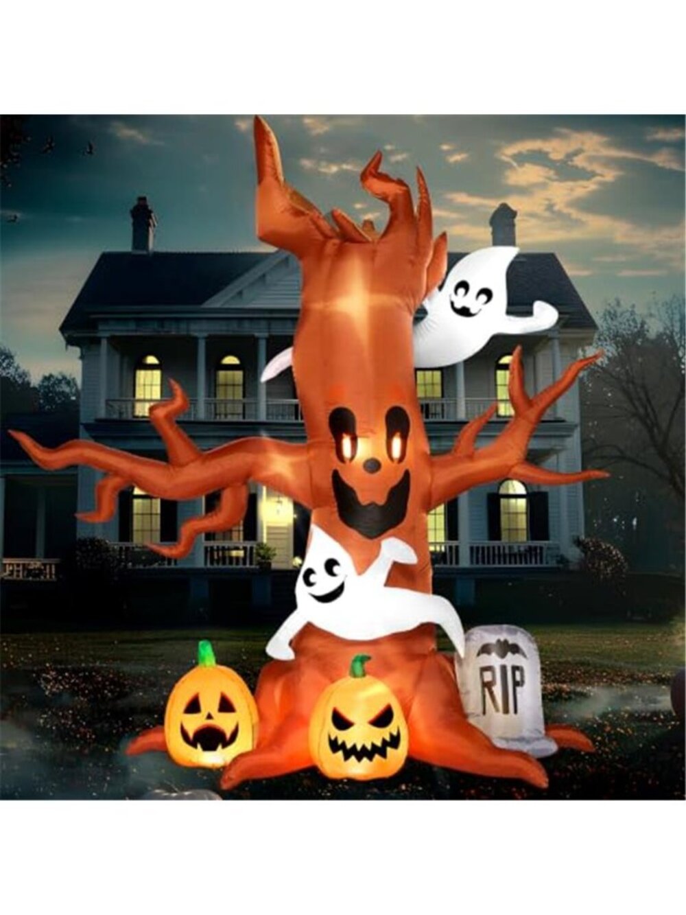 8FT Halloween Inflatable Scary Tree with Ghost Decor,Blow Up